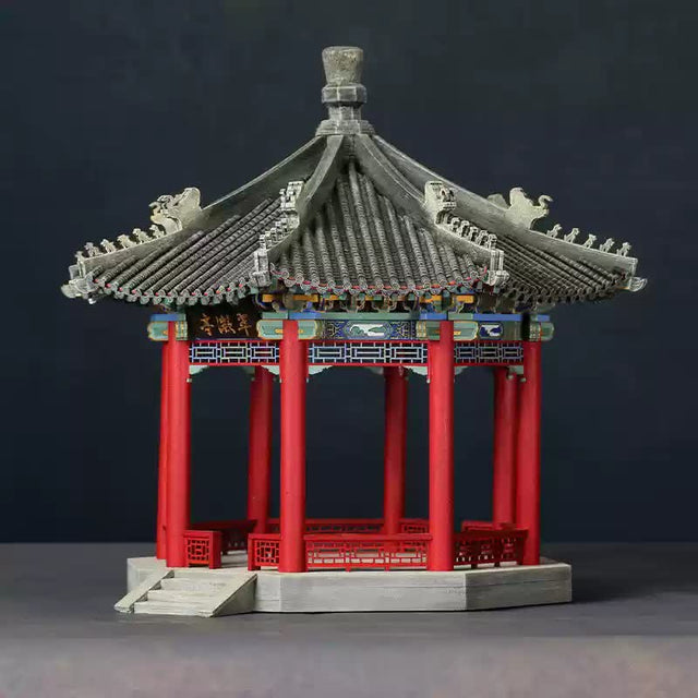 Cuiwei Pavilion Building 3D Puzzles Mortise and Tenon DIY Model Kit