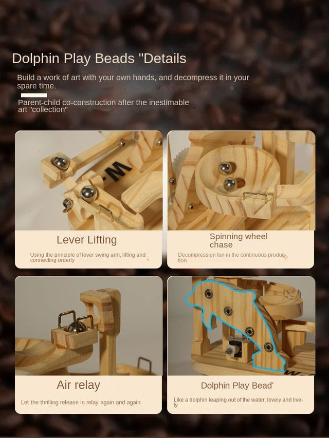 3D Wooden Puzzle Marble Race DIY Kit Gears Scale Rolling Ball Machine Model