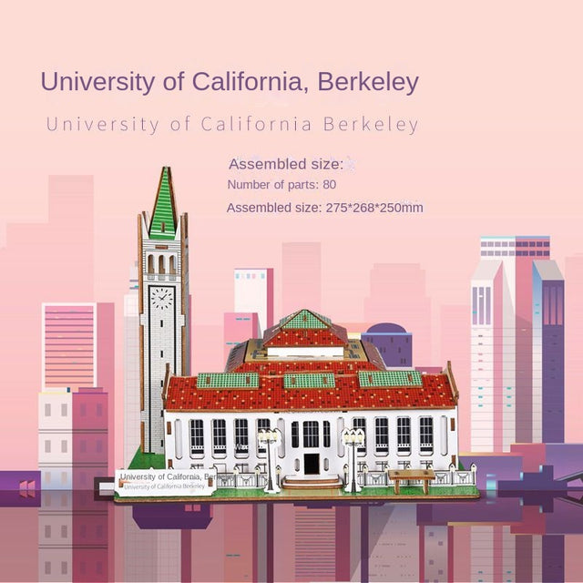 3D Wooden Puzzle DIY Toy Famous Universities Building Harvard Stanford Model