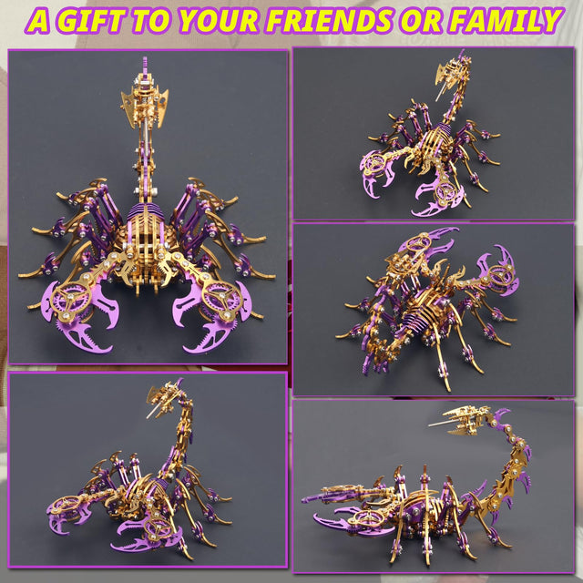 3D Metal Purple Gold Scorpion King Assembly Educational Puzzle DIY Toy