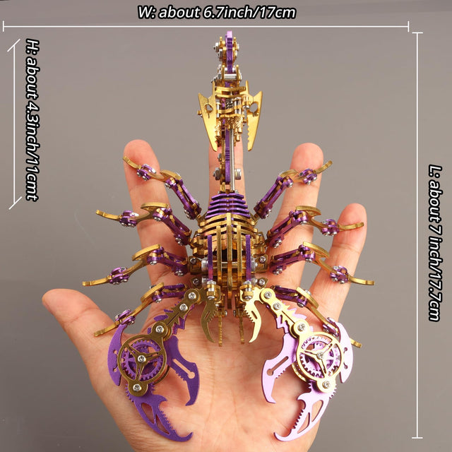 3D Metal Purple Gold Scorpion King Assembly Educational Puzzle DIY Toy