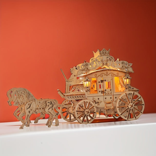 3D Wooden DlY Handmade Carriage Travel Assembled Model Assembled Puzzle Toy