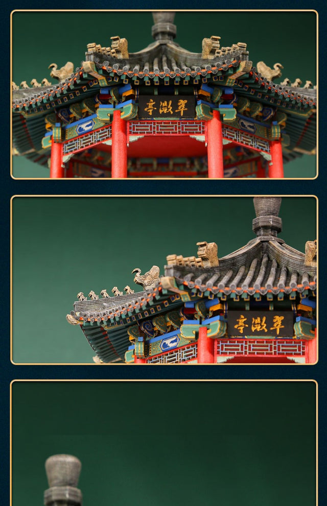 Cuiwei Pavilion Building 3D Puzzles Mortise and Tenon DIY Model Kit