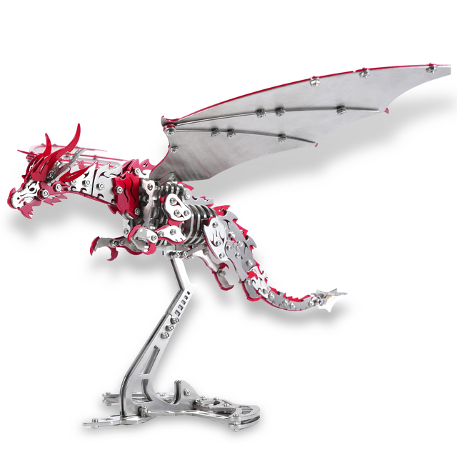 3D Metal Mechanical Steel Flying Dragon Assembly Ornaments Model Kit DIY Set