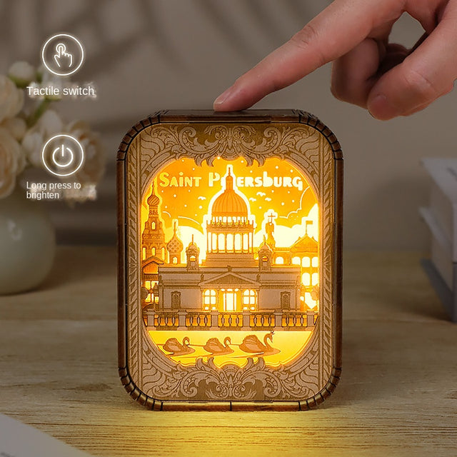 World City Art Night Light New York Bedroom Lamp Wood Home Decor Travel Gift