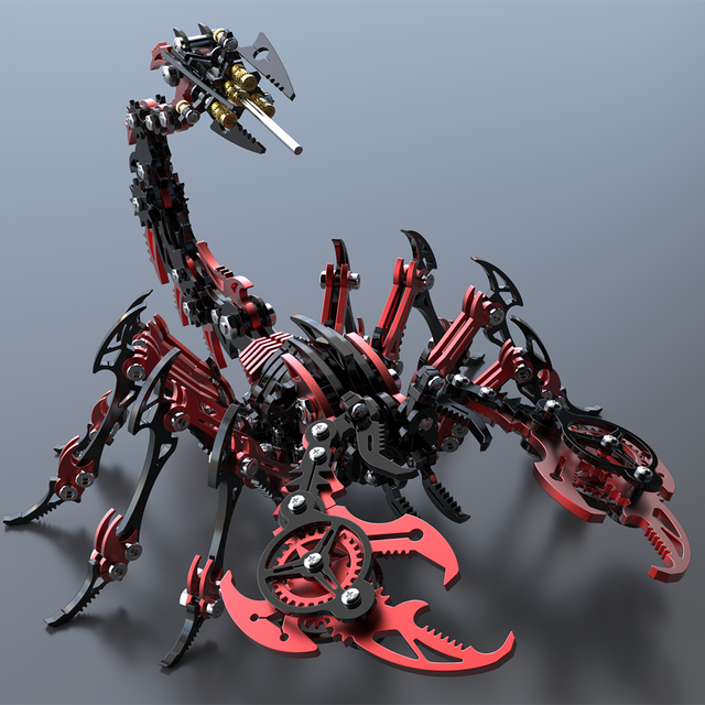 3D Metal Black-Red Scorpion King Assembly Educational Puzzle DIY Toy