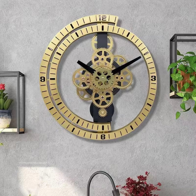 16 inch Large Gear Wheel Hour Analog Wall Clock Steampunk Mechanical Home Decor