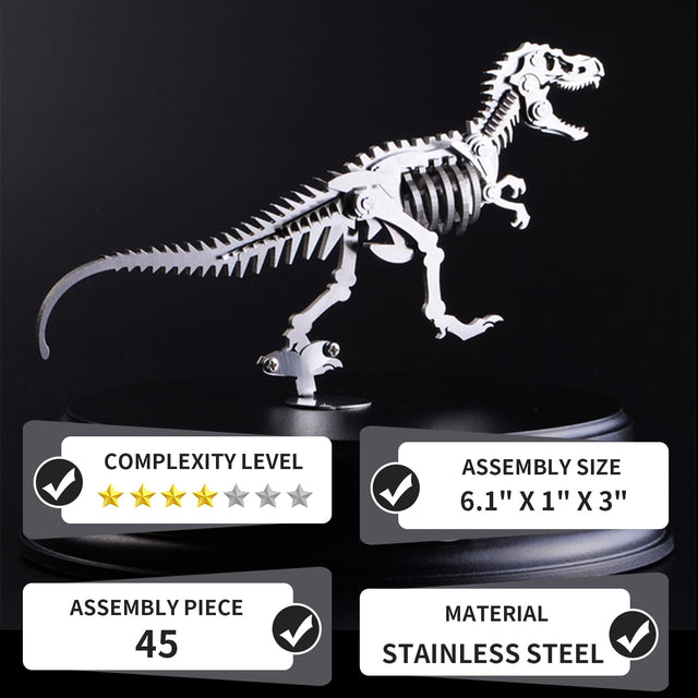 3D Metal Mechanical Steel Dinosaur Assembly Ornaments Model Kit