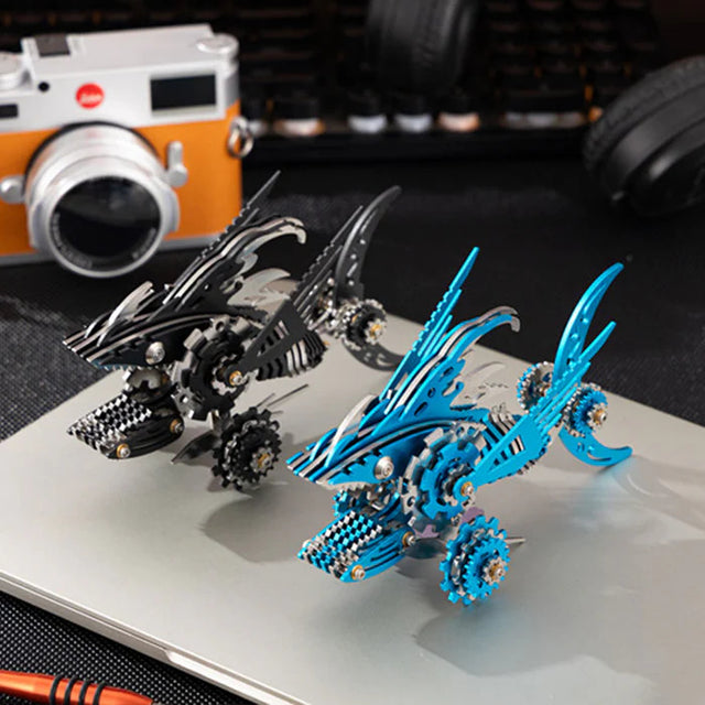3D Metal Mechanical Steel Sawtooth Shark Assembly Ornaments Model Kit