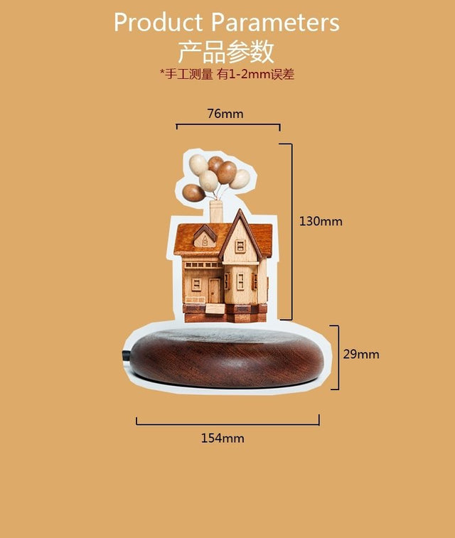3D Wooden Magnetic Levitating Flying House Castle Home DecorDesktop Ornaments