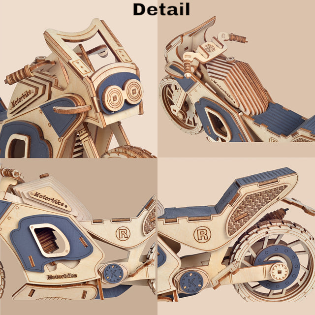 3D Wooden Puzzle Motorcycle Vehicle Model Kit DIY Assembly Toy Creative Gift