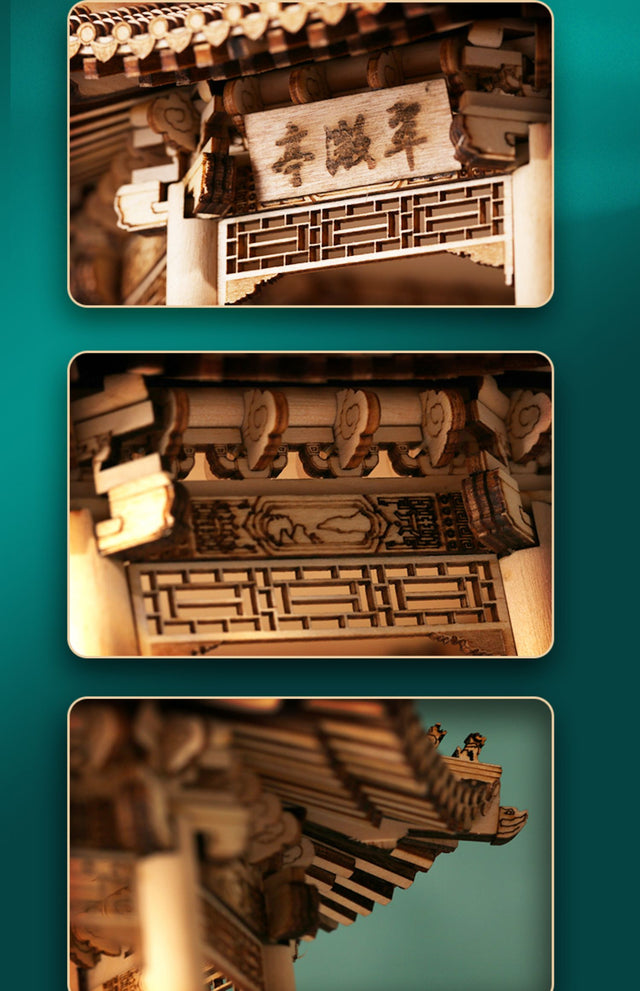 Cuiwei Pavilion Building 3D Puzzles Mortise and Tenon DIY Model Kit