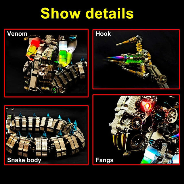 DIY Metal Cobra Rattlesnake Model Kit Mechanical 3D Puzzle Snake Toys