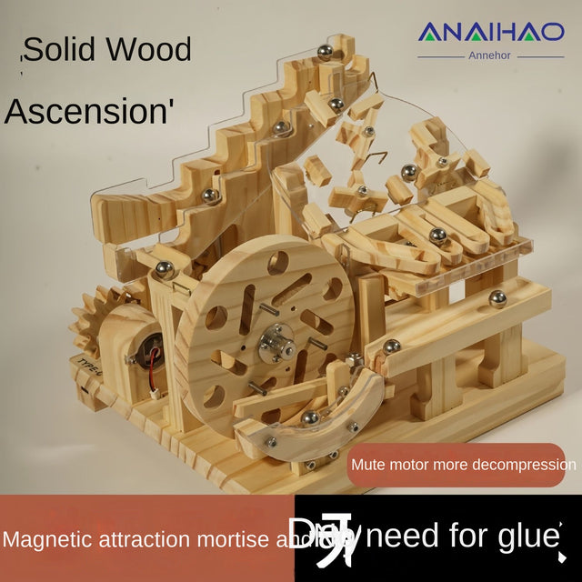 3D Wooden Puzzle Marble Run Modules DIY Kit Rolling Ball Race Machine Model