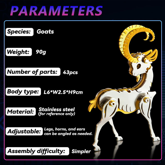 3D Metal Puzzle Mechanical Goat Model Kit Steel Ornaments Art Craft Gifts Toy