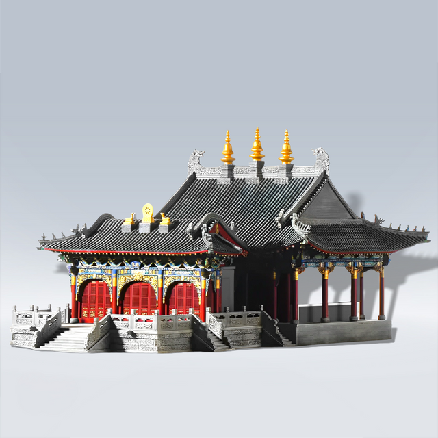 Cai Shen Temple Wooden Building 3D Puzzles Mortise and Tenon DIY Model Kit