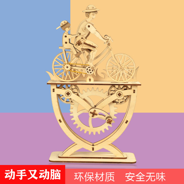 3D Wooden DlY Handmade Bicycle Wooden Assembled Model Assembled Puzzle Toy
