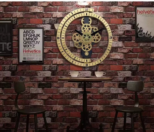 16 inch Large Gear Wheel Hour Analog Wall Clock Steampunk Mechanical Home Decor