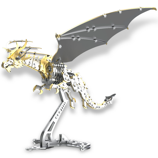 3D Metal Mechanical Steel Flying Dragon Assembly Ornaments Model Kit DIY Set