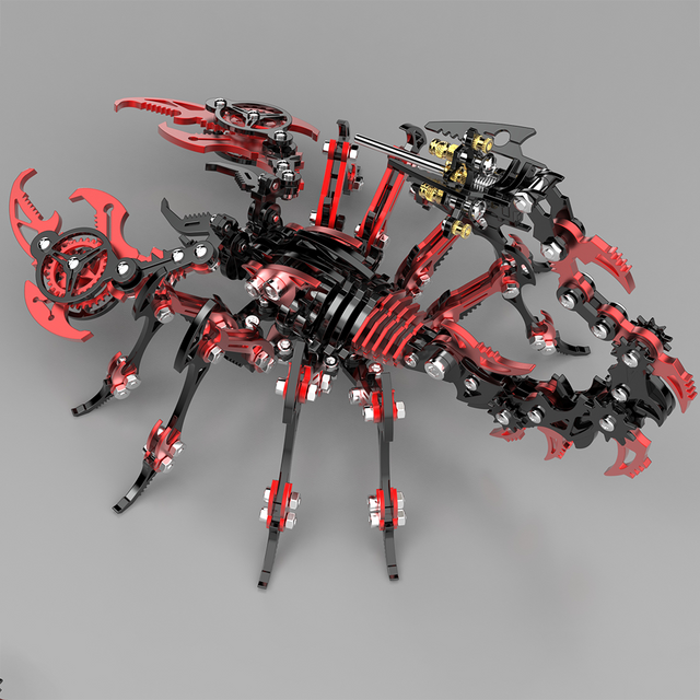 3D Metal Black-Red Scorpion King Assembly Educational Puzzle DIY Toy