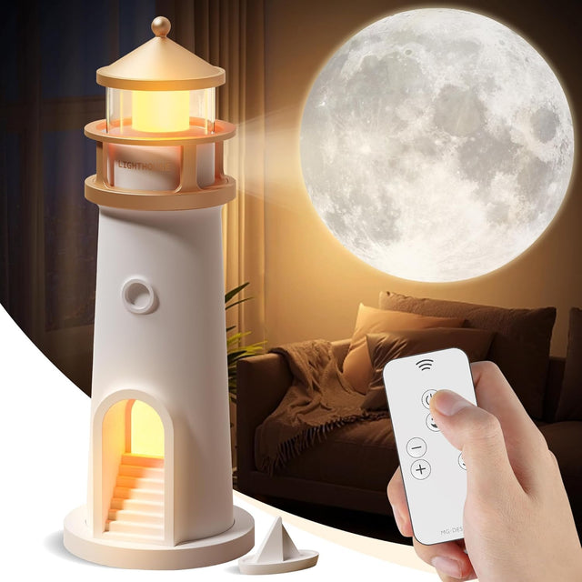 Galaxy Moon Projection Lighthouse Ambient Night Light Motion Sensor Table Lamp