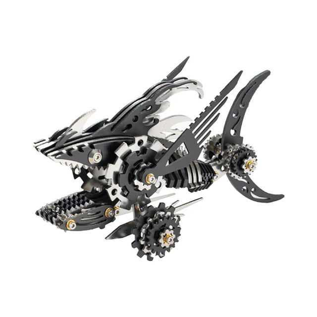 3D Metal Mechanical Steel Sawtooth Shark Assembly Ornaments Model Kit