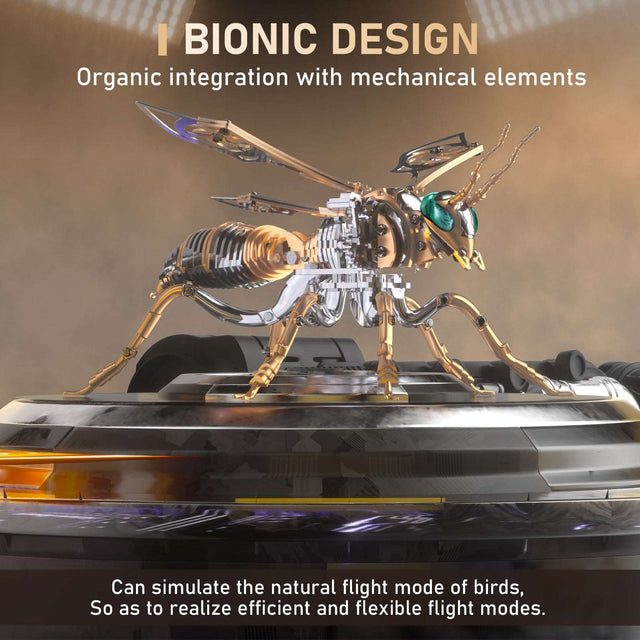 3D Wasp Stainless Steel Insects Puzzle Model Kit DIY Mechanical Animal Toys Gift(RoseGold)
