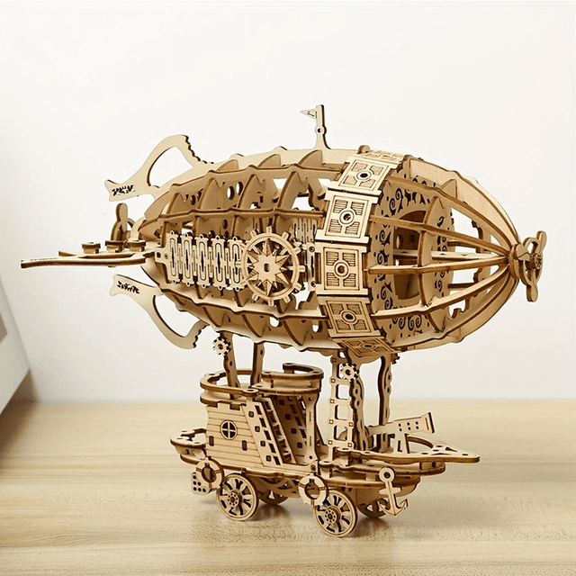 3D Wooden DlY Handmade Airship Assembled Model Building Kit Puzzle Toy