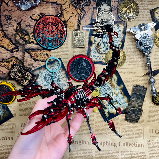3D Metal Black-Red Scorpion King Assembly Educational Puzzle DIY Toy