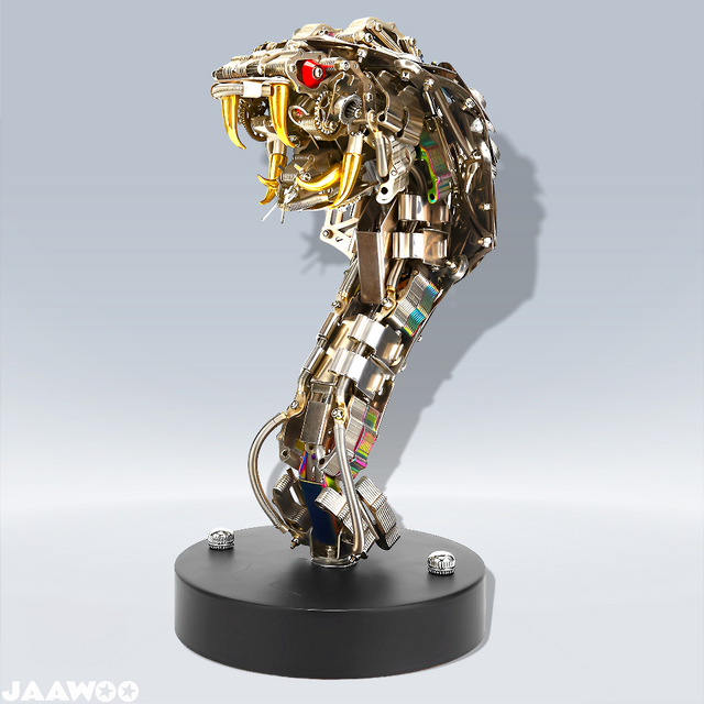 3D Steampunk King Cobra Metal Puzzle Model Kit With Base Snake Series