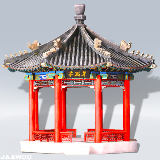 Cuiwei Pavilion Building 3D Puzzles Mortise and Tenon DIY Model Kit