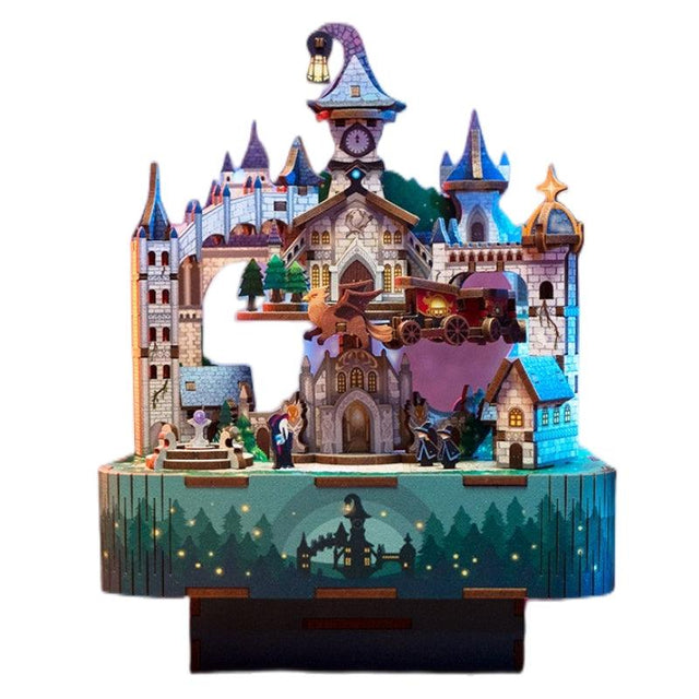 3D Wooden Puzzles Music Box Magic Castle Dollhouse Ornament Handcrafted Model