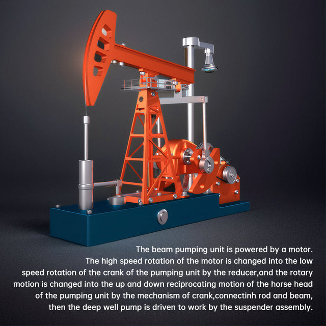 Oil Pumping Unit Metal Assembly Model Electric DIY Pump Jack Creative Kit Toy