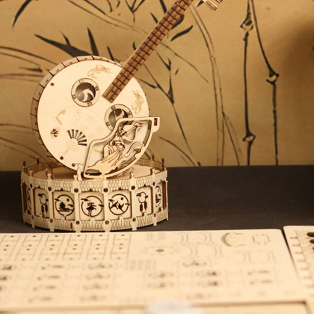 3D Wooden Music Box Puzzle Mechanical Musical Instruments zhongruan Model Kit