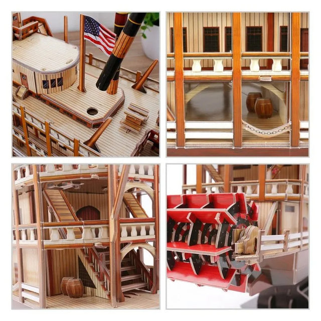 3D Puzzles Assembled Ship Model Toys Mississippi River Steam Ships Model Toys