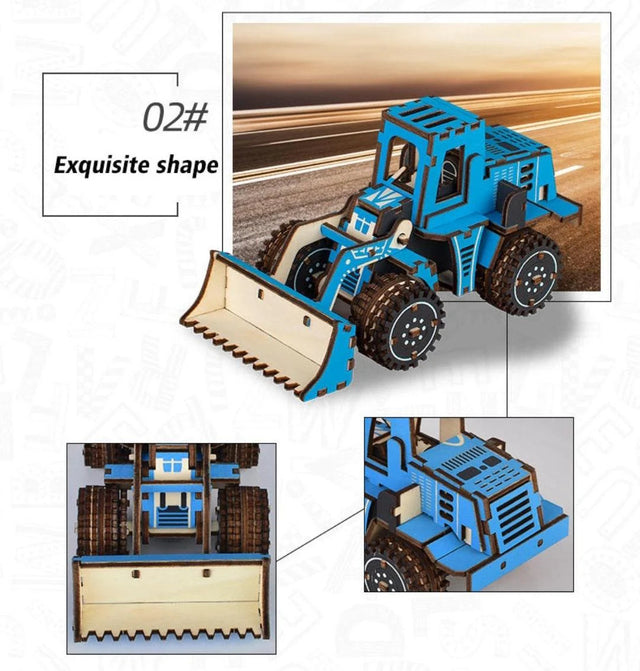 3D Wooden Puzzle DIY Toy Mechanica Engineering Vehicles Car Model For Kids