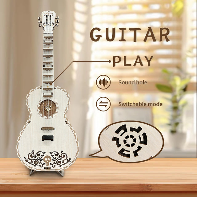 3D Wooden Mechanical DlY Melodious Guitar Assembly Puzzle Kit With LED Light