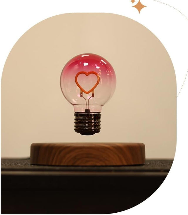 Floating Light Bulb Lamp - Love Heart Magnetic Levitating Night Light Room Decor