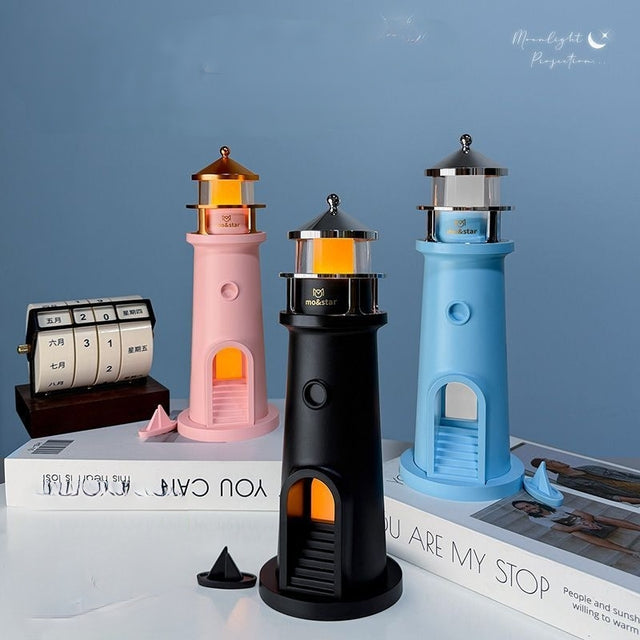 Galaxy Moon Projection Lighthouse Ambient Night Light Motion Sensor Table Lamp