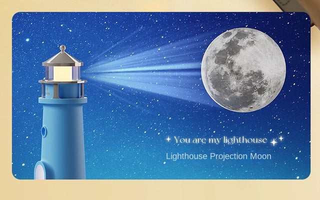 Galaxy Moon Projection Lighthouse Ambient Night Light Motion Sensor Table Lamp