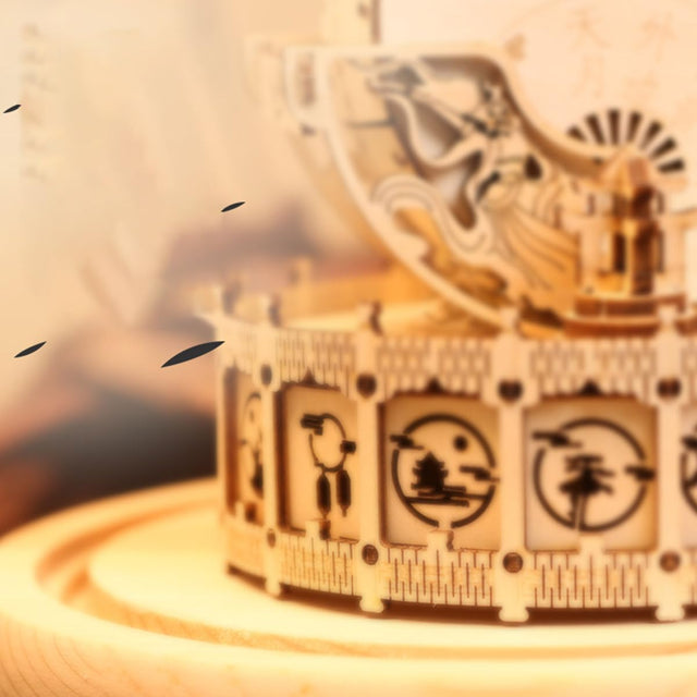 3D Wooden Music Box Puzzle Mechanical Musical Instruments zhongruan Model Kit