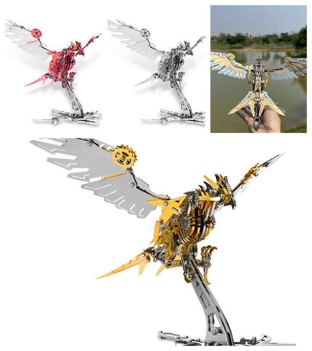 3D Metal Mechanical Steel Flying Eagle Assembly Ornaments Model Kit DIY Set