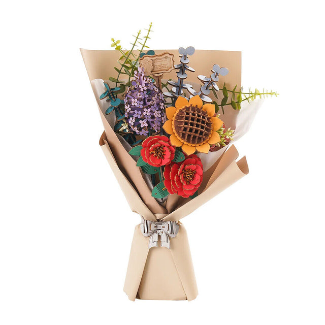 Flower Bouquet DIY 3D Wooden Puzzle  Floral Craft Kit  Creative Home Decor Gift