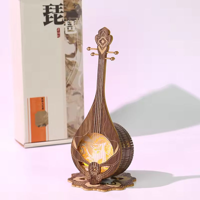 Pipa Wooden Night Light Build-in Music Box Creative Gift Nightlight Decoration