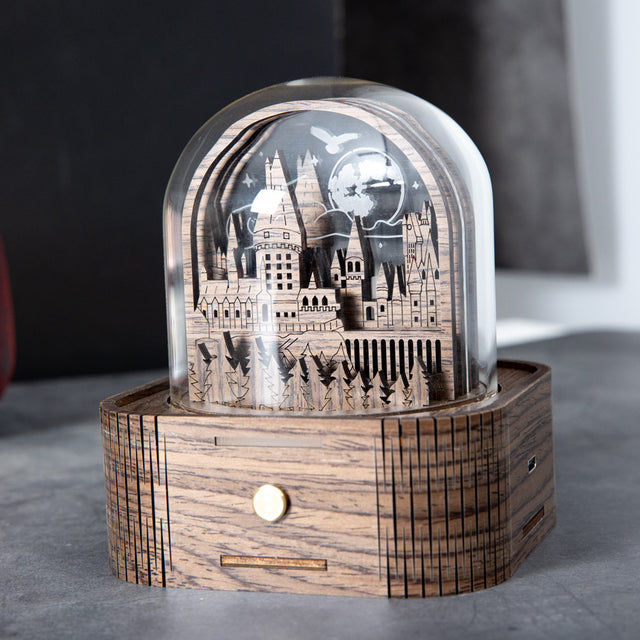 Handmade Wooden Night Light Music Box Magic School Essential Collectible Gifts