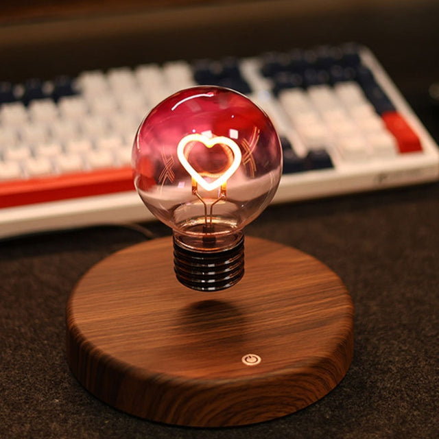 Floating Light Bulb Lamp - Love Heart Magnetic Levitating Night Light Room Decor