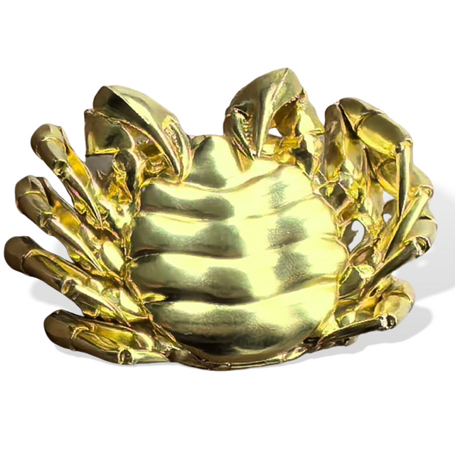 5 inch Brass Crab Joints Movable Animal Statue Golden Collectible Sculpture
