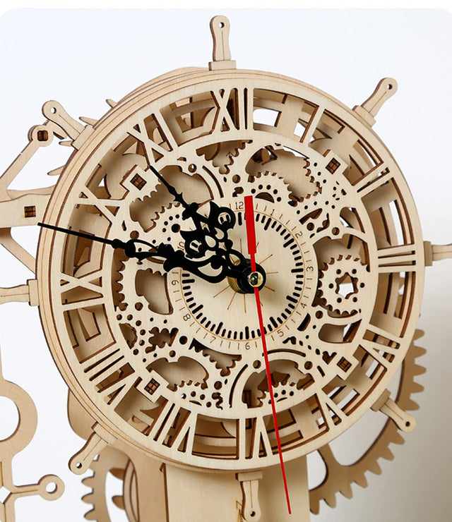 3D Wooden DlY Handmade Pirate Ship Clock Model Kit Assembly Puzzle Gift Decor