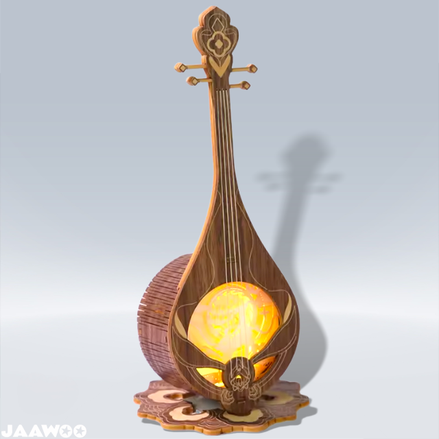 Pipa Wooden Night Light Build-in Music Box Creative Gift Nightlight Decoration