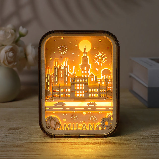 World City Art Night Light New York Bedroom Lamp Wood Home Decor Travel Gift